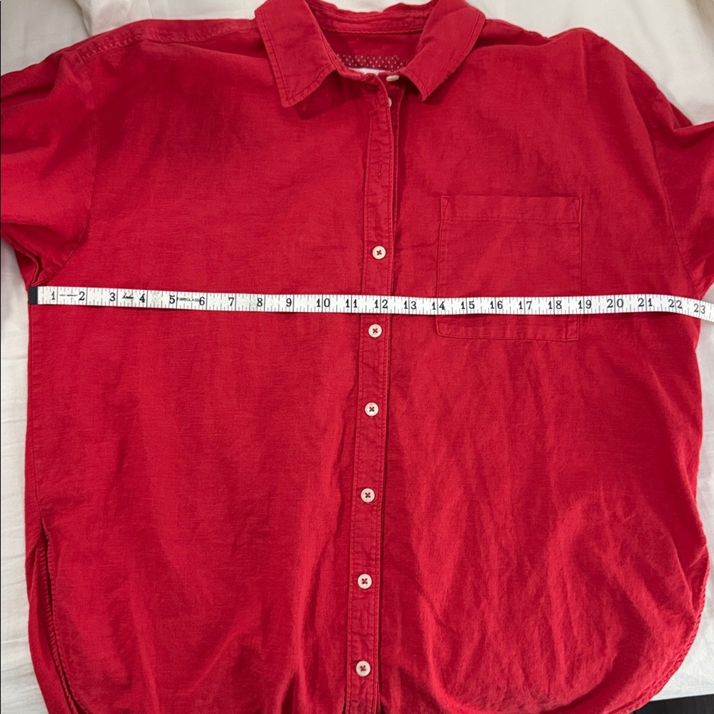 Anthropologie Red Button-Down Shirt - Picture 9 of 11